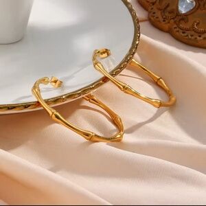 18K Gold Earrings Minimalist Hoops Stainless Steel